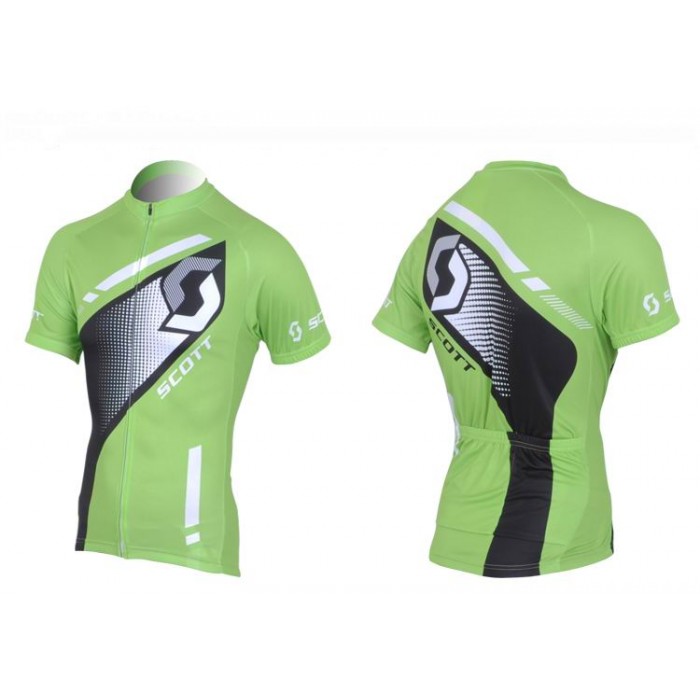 2013 Scott Racing Fahrradbekleidung Satz Fahrradtrikot Kurzarm Trikot und Kurz Trägerhose Grün Schwarz Radtrikot Kaufen