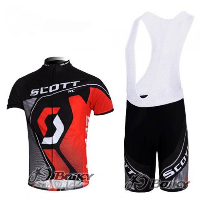 Scott Racing Team Fahrradbekleidung Satz Fahrradtrikot Kurzarm Trikot und Kurz Trägerhose Schwarz Rot Radtrikot Kaufen