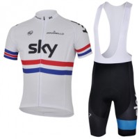 2013 Team Sky Fahrradbekleidung Satz Fahrradtrikot Kurzarm Trikot und Kurz Trägerhose Weiß Schwarz Radtrikot Kaufen