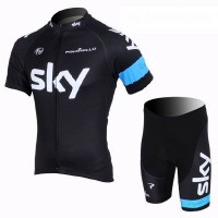 2013 Team Sky Radtrikot Kurzarm und Kurz Radhose Kits Schwarz Blau Radtrikot Kaufen