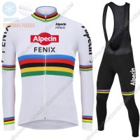 Profiteams Winter 2021 Alpecin Fenix World Champion Weiß Radsport Fahrradbekleidung Trikot Langarm+Lang Trägerho Radtrikot Kaufen