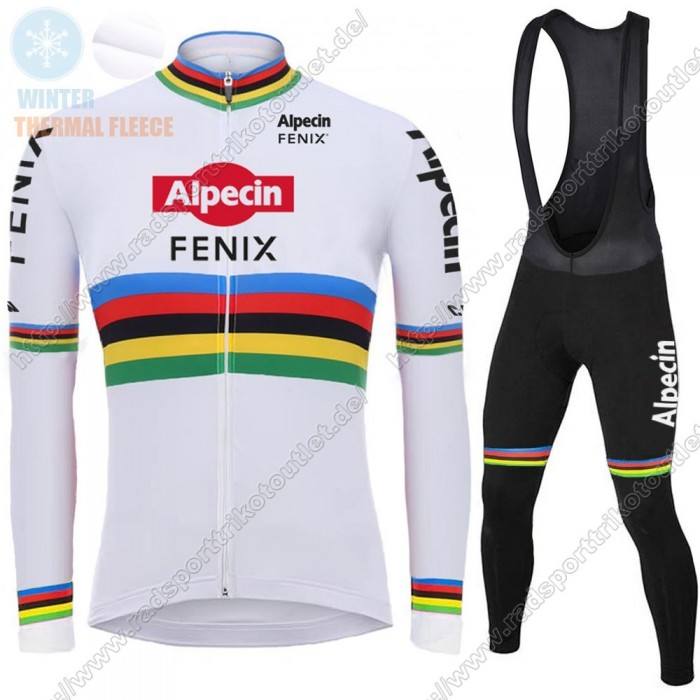 Profiteams Winter 2021 Alpecin Fenix World Champion Weiß Radsport Fahrradbekleidung Trikot Langarm+Lang Trägerho Radtrikot Kaufen
