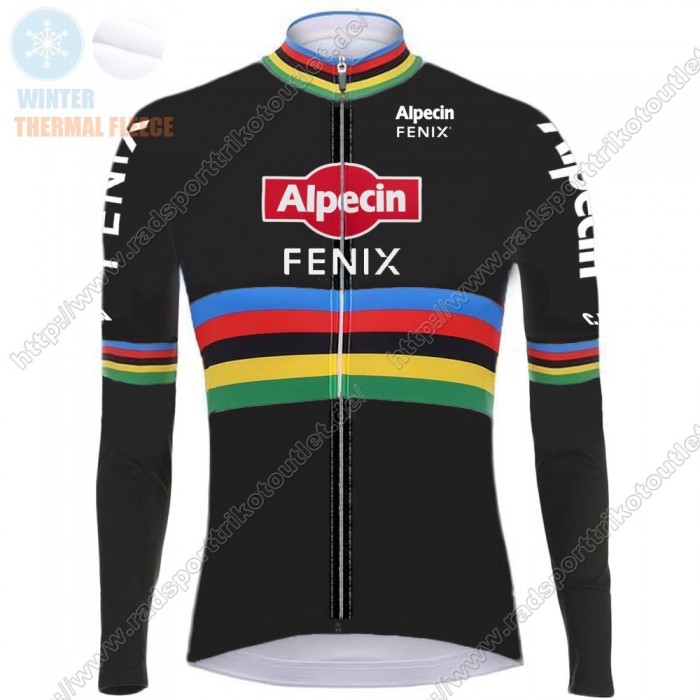 Profiteams Winter 2021 Alpecin Fenix World Champion Schwarz Radsport Trikot Langarm NLQHS Radtrikot Kaufen