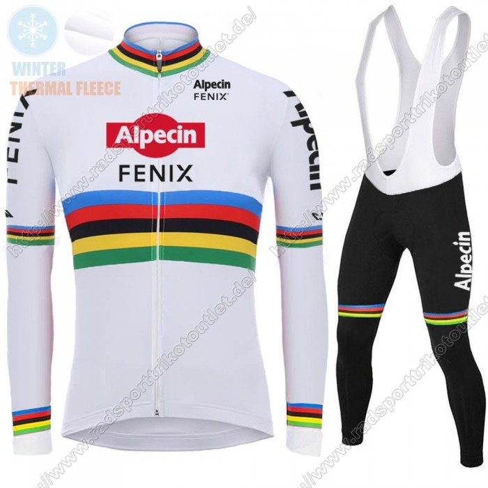 Profiteams Winter 2021 Alpecin Fenix World Champion Weiß Radsport Fahrradbekleidung Trikot Langarm+Lang Trägerho Radtrikot Kaufen
