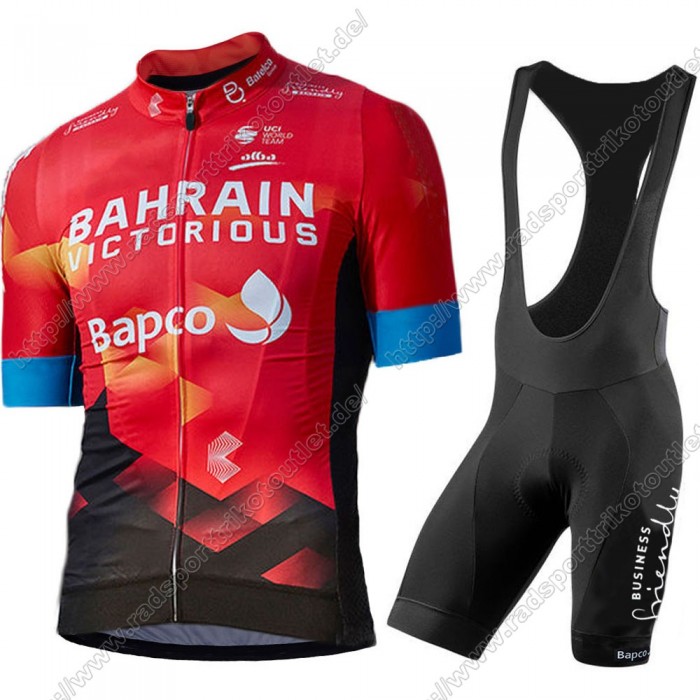 Profiteams Bahrain Victorious 2021 Fahrradbekleidung Satz Radtrikot Kurzarm+Radho Radtrikot Kaufen
