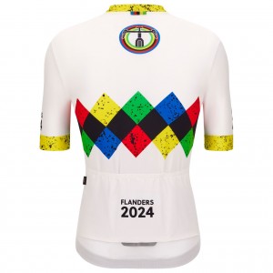 Herren Santini UCI Gravel Weltmeisterschaft trikot Flandern 2024-Weiss Radtrikot Kaufen