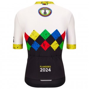 Herren Santini UCI Gravel Weltmeisterschaft trikot Flandern 2024-Schwarz Radtrikot Kaufen