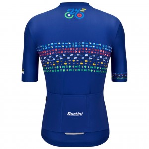 Herren Zurich 2024 Santini UCI Masters Weltmeister trikot-Blau Radtrikot Kaufen