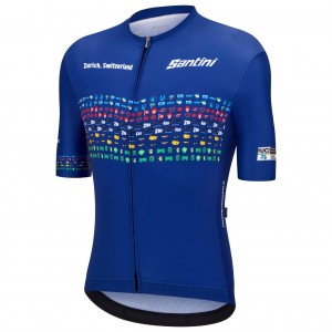 Herren Zurich 2024 Santini UCI Masters Weltmeister trikot-Blau Radtrikot Kaufen
