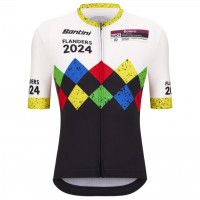 Herren Santini UCI Gravel Weltmeisterschaft trikot Flandern 2024-Schwarz Radtrikot Kaufen