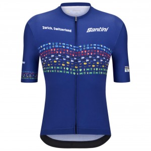 Herren Zurich 2024 Santini UCI Masters Weltmeister trikot-Blau Radtrikot Kaufen