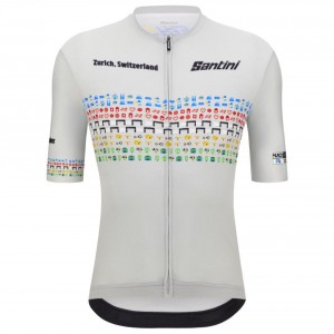 Herren Zurich 2024 Santini UCI Masters Weltmeister trikot-Grau Radtrikot Kaufen