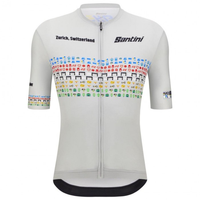 Herren Zurich 2024 Santini UCI Masters Weltmeister trikot-Grau Radtrikot Kaufen