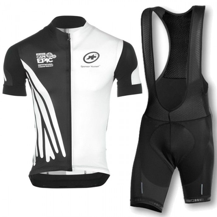 2016 Assos Weiß Schwarz Fahrradbekleidung Radtrikot und Trägerhosen Set Radtrikot Kaufen