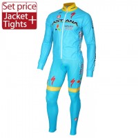 2016 Astana Team Fahrradbekleidung Satz Radtrikot Langarm und Lange Radhose Radtrikot Kaufen