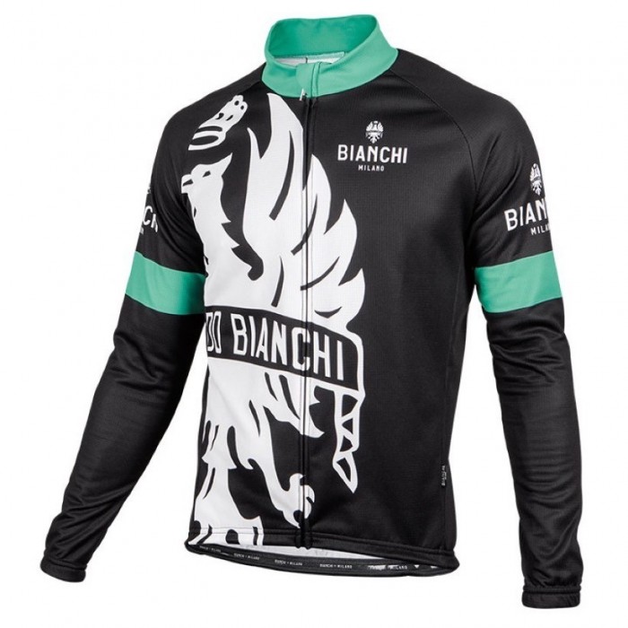 2016 Bianchi Milano Sorisole Schwarz-Grün Radtrikot Langarm Radtrikot Kaufen