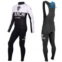 2016 Bianchi Milano Nalon Weiß-Schwarz thermisch Fahrradbekleidung Satz Radtrikot Langarm+Lang Trägerhose Radtrikot Kaufen