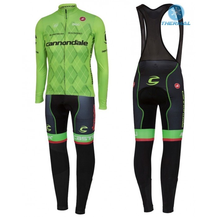 2016 Cannondale Team Grün Pro thermisch Fahrradbekleidung Satz Radtrikot Langarm+Lang Trägerhose Radtrikot Kaufen