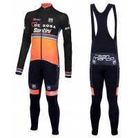 2016 Team DE-ROSA Schwarz-Orange Fahrradbekleidung Satz Radtrikot Langarm+Lang Trägerhose Radtrikot Kaufen