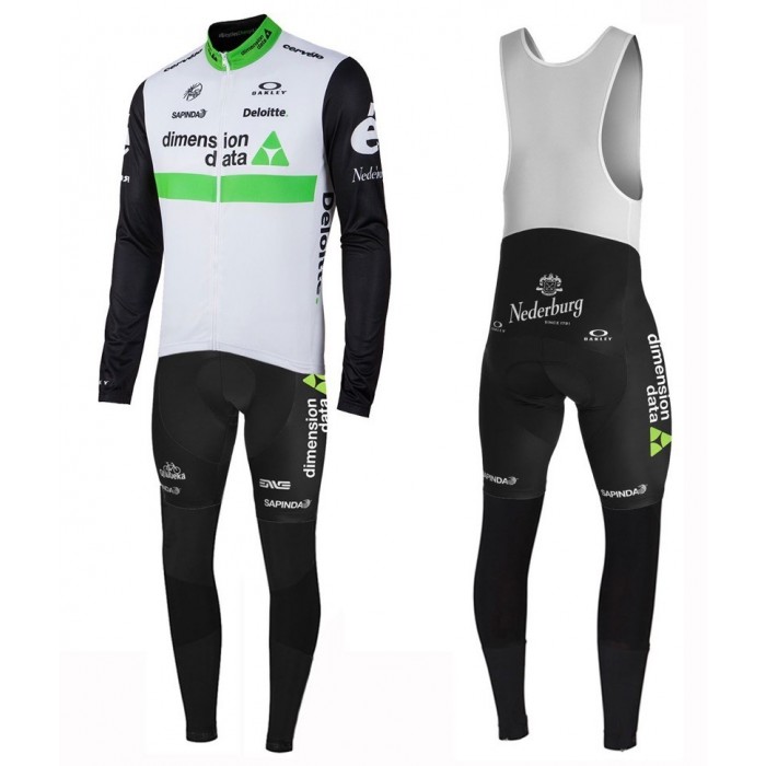 2016 Team Dimension Date Weiß Fahrradbekleidung Satz Radtrikot Langarm+Lang Trägerhose Radtrikot Kaufen