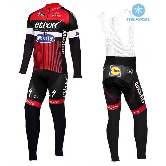 2016 Etixx-Quick Step TDF Ausgabe Rot thermisch Fahrradbekleidung Satz Radtrikot Langarm+Lang Trägerhose Radtrikot Kaufen