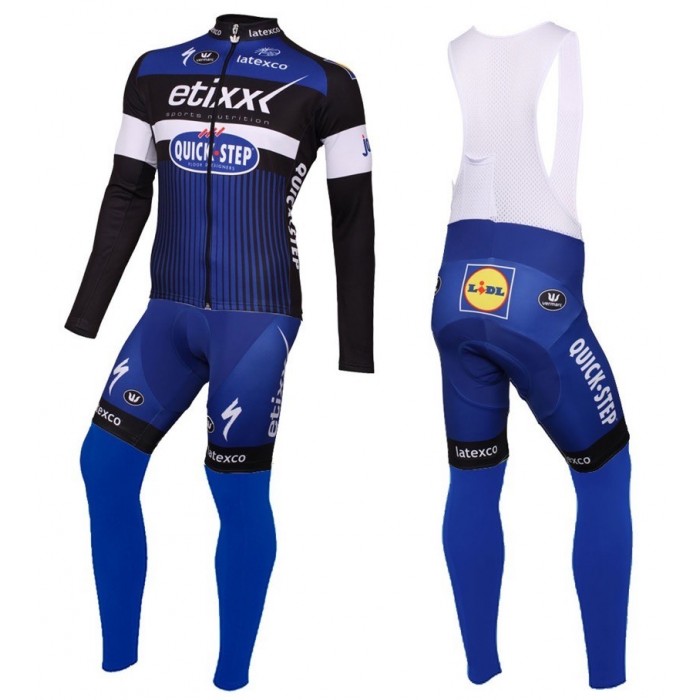 2016 Etixx-Quick Step Blau Fahrradbekleidung Satz Radtrikot Langarm+Lang Trägerhose Radtrikot Kaufen
