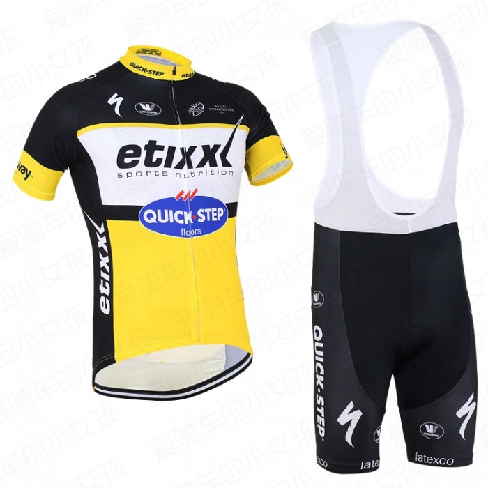 2016 ETIXX-QUICK STEP Fahrradbekleidung Satz Fahrradtrikot Kurzarm Trikot und Kurz Trägerhose Gelb Radtrikot Kaufen
