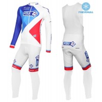 2016 Team FDJ Weiß thermisch Fahrradbekleidung Satz Radtrikot Langarm+Lang Trägerhose Radtrikot Kaufen