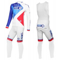 2016 Team FDJ Weiß Fahrradbekleidung Satz Radtrikot Langarm+Lang Trägerhose Radtrikot Kaufen