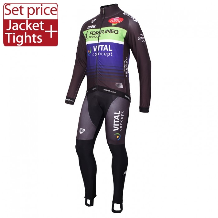 2016 FORTUNEO-VITAL CONCEPT Team Fahrradbekleidung Satz Radtrikot Langarm und Lange Radhose Radtrikot Kaufen
