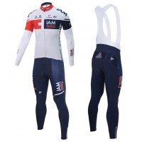 2016 Team IAM Weiß Fahrradbekleidung Satz Radtrikot Langarm+Lang Trägerhose Radtrikot Kaufen