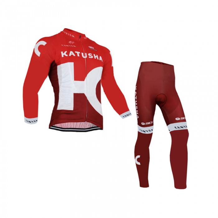2016 Katusha Fahrradbekleidung Radtrikot Satz Langarm und Lange Fahrradhose Radtrikot Kaufen