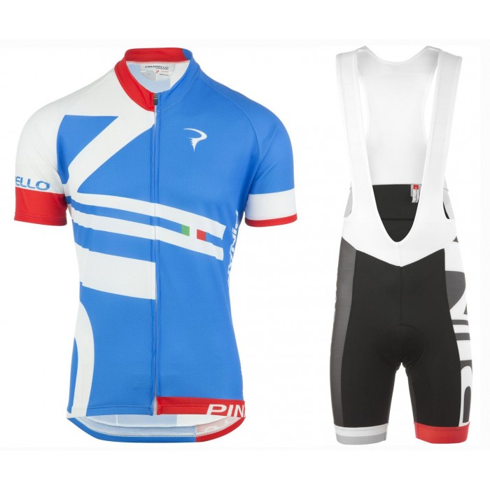 2016 Pinarello Bandiera blau-Weiß Fahrradbekleidung Satz Radtrikot Kurzarm+Kurzarm Trägerhose Radtrikot Kaufen