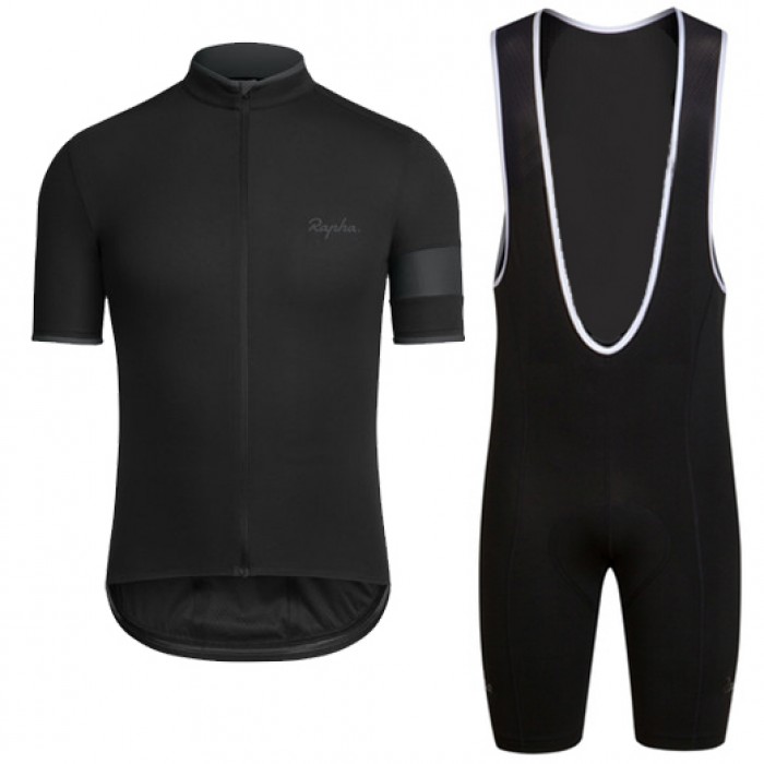 2016 RAPHA schwarz Fahrradbekleidung Radtrikot und Trägerhosen Set Radtrikot Kaufen
