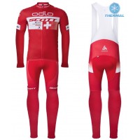 2016 Scott ODLO Team Rot thermisch Fahrradbekleidung Satz Radtrikot Langarm+Lang Trägerhose Radtrikot Kaufen