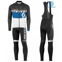 2016 Scott Team Schwarz-Blau-Weiß thermisch Fahrradbekleidung Satz Radtrikot Langarm+Lang Trägerhose Radtrikot Kaufen