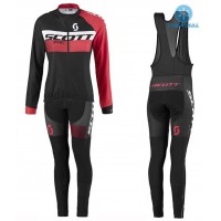 2016 Scott RC Schwarz-Rot Damen thermisch Fahrradbekleidung Satz Radtrikot Langarm+Lang Trägerhose Radtrikot Kaufen