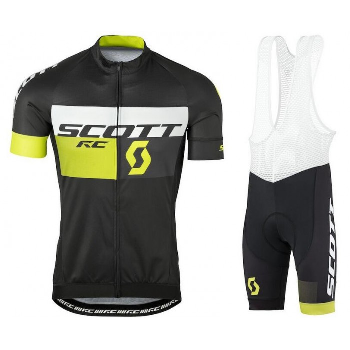2016 Scott RC schwarz gelb Fahrradbekleidung Satz Fahrradtrikot Kurzarm Trikot und Kurz Trägerhose Radtrikot Kaufen