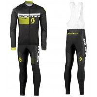 2016 Scott RC Schwarz-Gelb Fahrradbekleidung Satz Radtrikot Langarm+Lang Trägerhose Radtrikot Kaufen