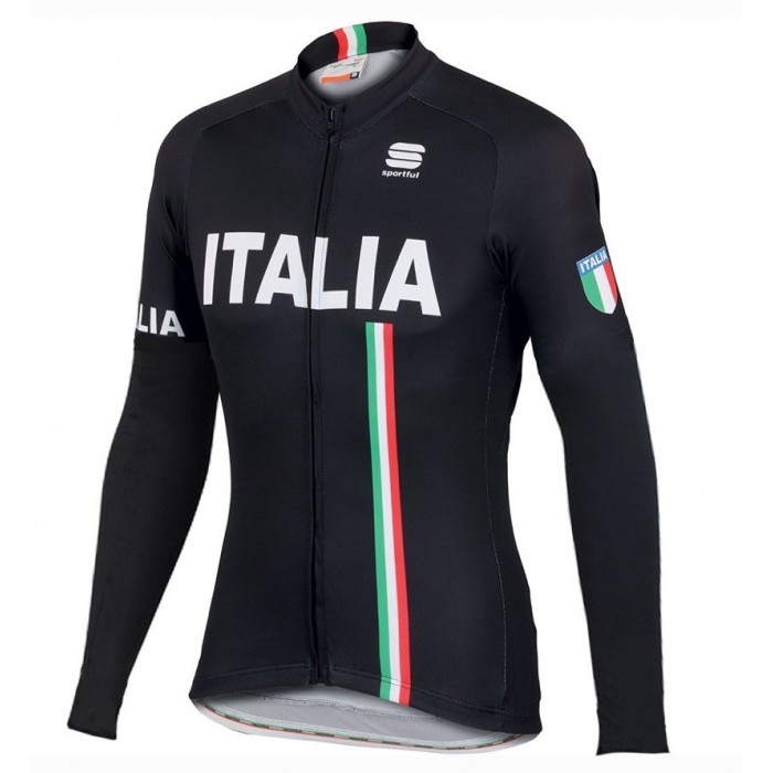 2016 Sportful Italy IT Schwarz Radtrikot Langarm Radtrikot Kaufen