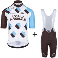 2017 AG2R La Mondiale Weiß Fahrradbekleidung Satz Radtrikot Kurzarm+Kurz Trägerhose Radtrikot Kaufen