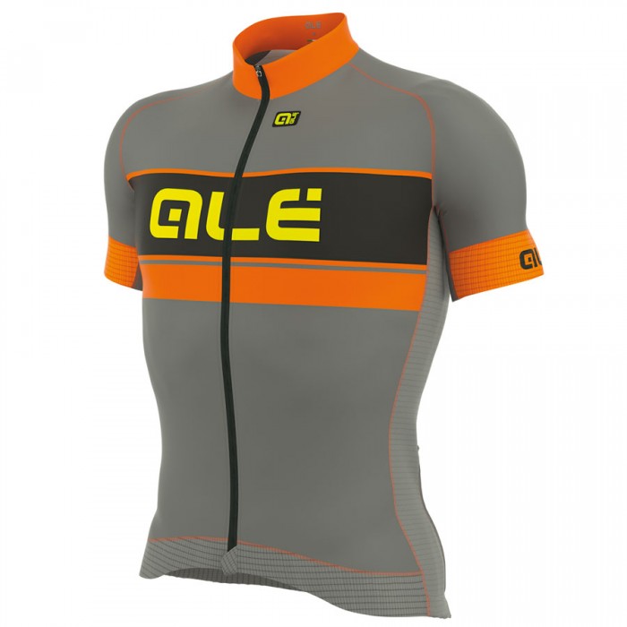 2017 Ale Graphics PRR Bermuda Radtrikot Kurzarm Grau Orange Radtrikot Kaufen
