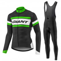 2017 Giant Grün Schwarz Fahrradbekleidung Satz Radtrikot Langarm+Lang Trägerhose Radtrikot Kaufen