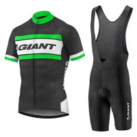 2017 Giant Grün Schwarz Fahrradbekleidung Satz Radtrikot Kurzarm+Kurz Trägerhose Radtrikot Kaufen