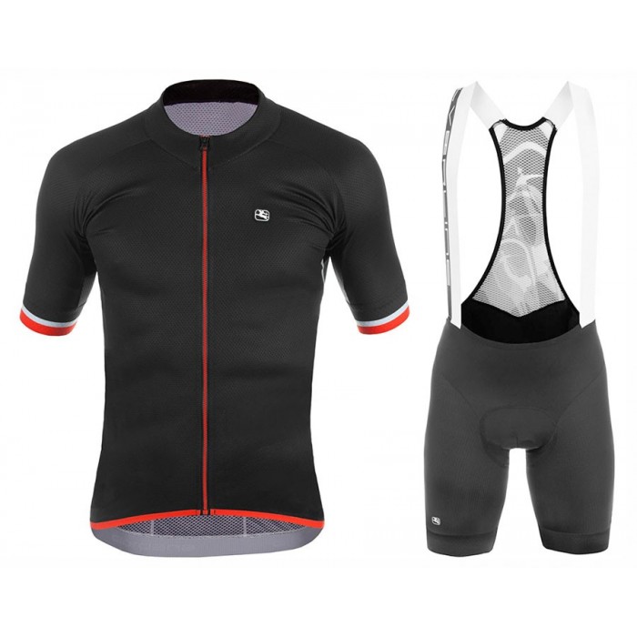 2017 Giordana Silber Line Schwarz-Rot Fahrradbekleidung Satz Radtrikot Kurzarm+Kurz Trägerhose Radtrikot Kaufen