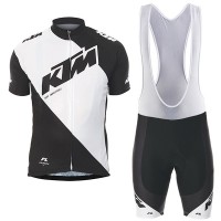 2017 KTM Fahrradbekleidung Satz Radtrikot Kurzarm+Kurz Trägerhose Weiß Schwarz Radtrikot Kaufen
