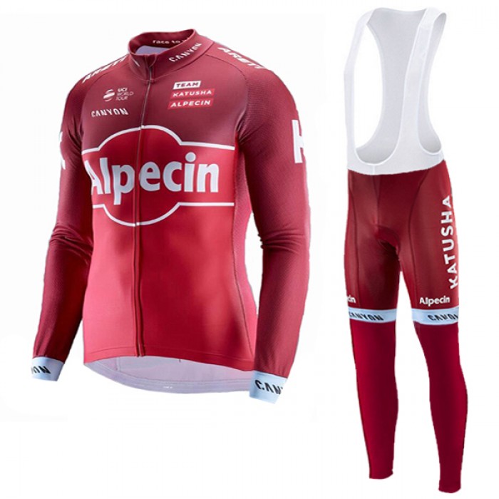 2017 KATUSHA Alpecin Fahrradbekleidung Satz Radtrikot Langarm+Lang Trägerhose Radtrikot Kaufen