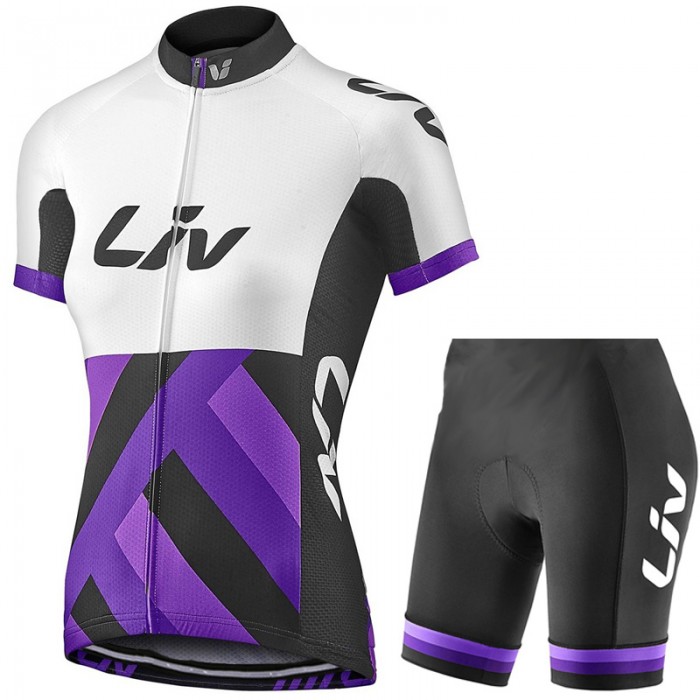2017 Liv Damen Weiß-lila Fahrradbekleidung Satz Radtrikot Kurzarm+Kurz Radhose Radtrikot Kaufen