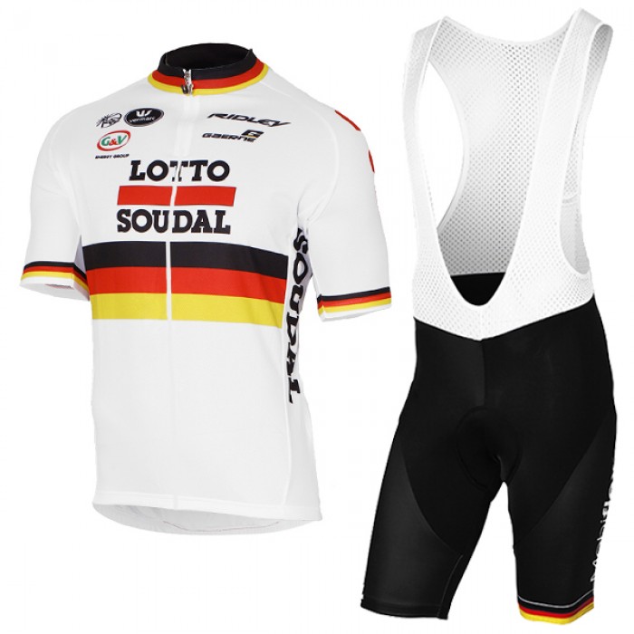 2017 LOTTO SOUDAL Germany Weiß Fahrradbekleidung Satz Radtrikot Kurzarm+Kurz Trägerhose Radtrikot Kaufen