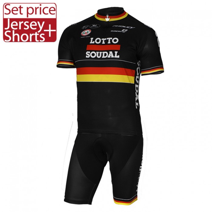 2017 LOTTO SOUDAL Germany Schwarz Fahrradbekleidung Satz Radtrikot Kurzarm+Kurz Radhose Radtrikot Kaufen 2017 LOTTO SOUDAL Germany Schwarz Fahrradbekleidung Satz Radtrikot Kurzarm+Kurz Radhose Radtrikot Kaufen